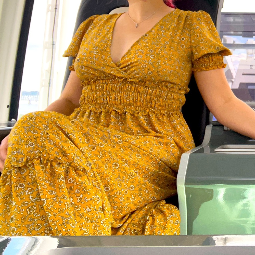 FREE SHIPPING Yellow 100% polyester maxi sunderss large